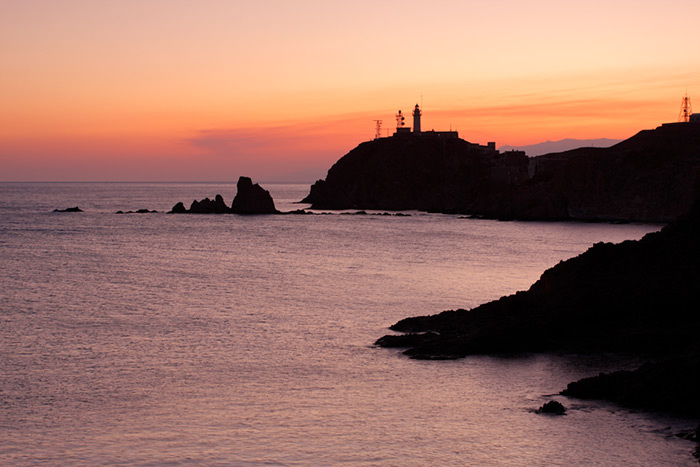 Faro de Cabo de Gata tras la puesta de Sol